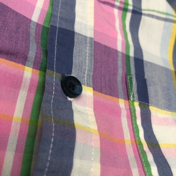 Wrangler Pink Blue Yellow & White Plaid Short Sleeve Button-up Shirt SIZE 6 - Picture 7 of 12